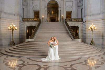 Grand staircase wedding photography at SF City Hall