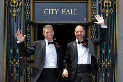 Gay Marriage at the San Francisco Courthouse - 2 Grooms are Wed