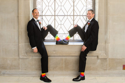 Same sex rainbow socks with 2 best Grooms