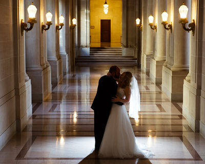 Dramatic Hallway Wedding Photography Image at City Hall