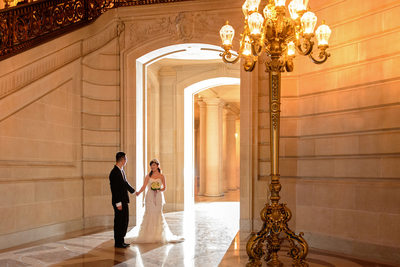Dramatic Lighting Asian Wedding Photography - City Hall