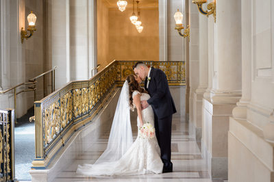 Glowing Veil at a San Francisco City Hall Wedding