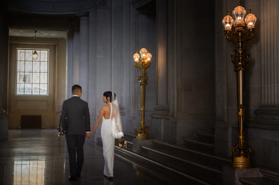 San Francisco City Hall Wedding Photographer - Balcony Walk