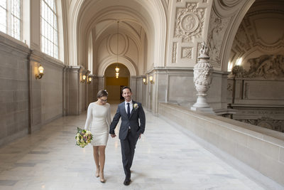 Wedding Photographer San Francisco City Hall - Newlyweds Walking