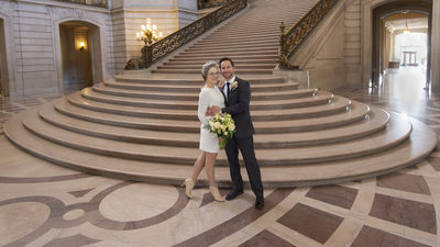 Newlyweds Happy at SF City Hall - Wedding Photographer