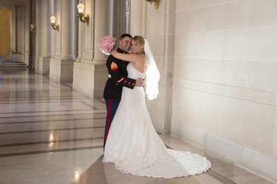 Back Lighting for this City Hall Wedding Photography image on the 2nd floor