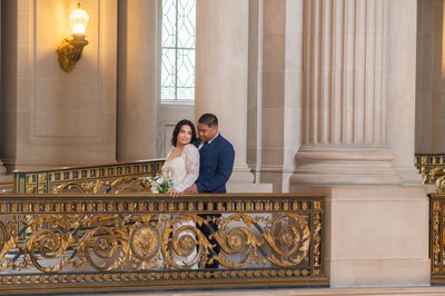 Gold railing for wedding photography image in San Francisco
