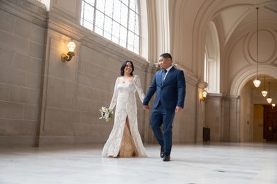 Candid wedding photography image at SF City Hall