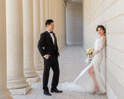Bride and Groom enjoying each other at San Francisco's Legion of Honor