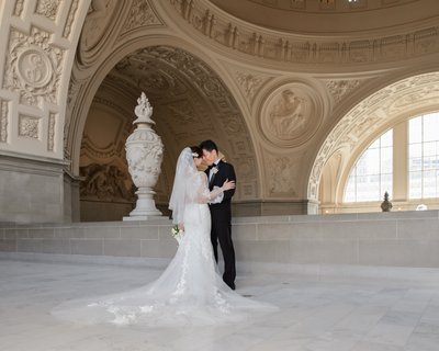 Asian Bride and Groom Romance at SF City Hall