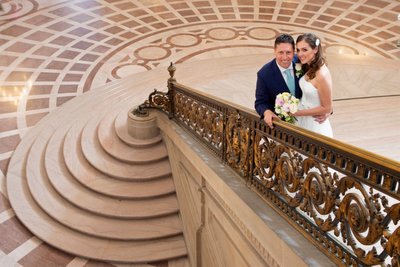 Unique Angle of Grand Staircase at SF City Hall Wedding