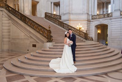 Side View Grand Staircase Wedding Picture