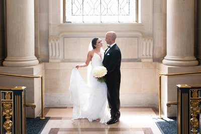 Dramatic lighting - wedding photography at SF City Hall