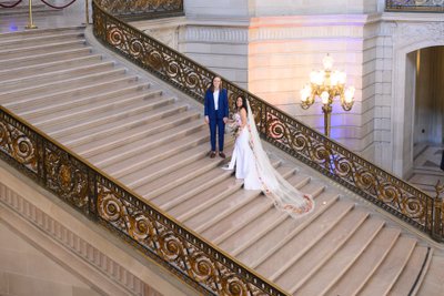 Professional Wedding Photography at SF City Hall on the Staircase
