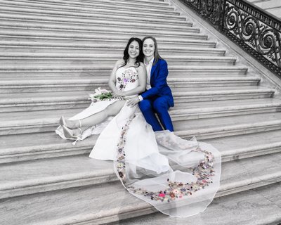 Selective Color Wedding Photography of LGBTQ+ Brides - Black & White