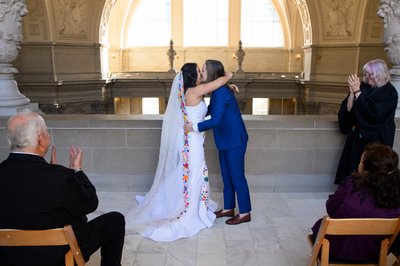 First Kiss at San Francisco city hall LGBTQ+ Reserved ceremony