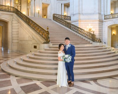 Posed Formal wedding photography picture Newlyweds at City Hall