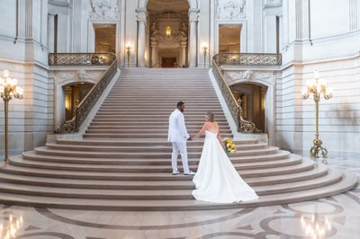 San Francisco city hall wedding on the Grand Staircase