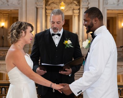 Mayors Balcony Wedding Ceremony with bride's father as officiant