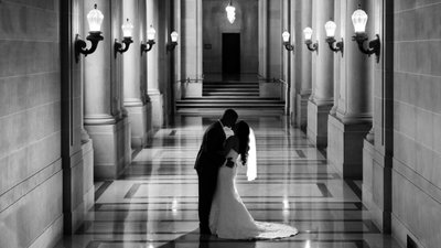 Creative wedding photography at SF City Hall - Silhouette