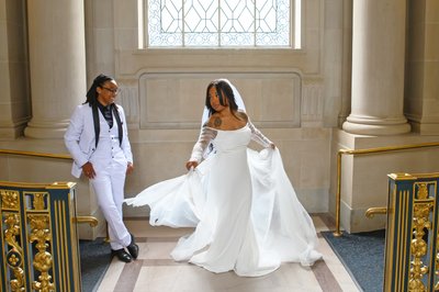 Best SF City Hall Wedding Photographer - Bride Spinning