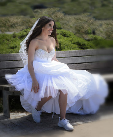 Wedding Photographer San Francisco City Hall - Bride on Bench