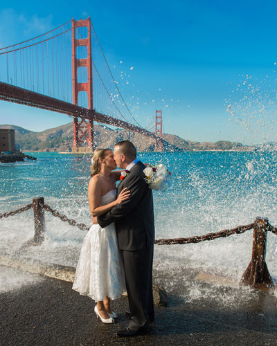 Golden Gate Bridge Splash Wedding Image in San Francisco