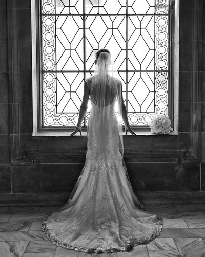 Back of Bridal Gown in San Francisco City Hall Window