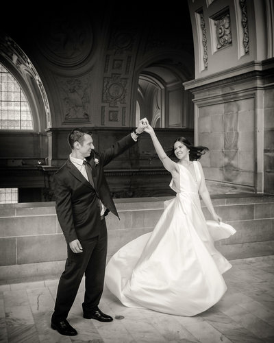 Wedding Photography Dance Twirl at San Francisco City Hall