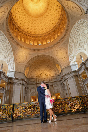 Wedding Photographer San Francisco City Hall - Dome Kiss