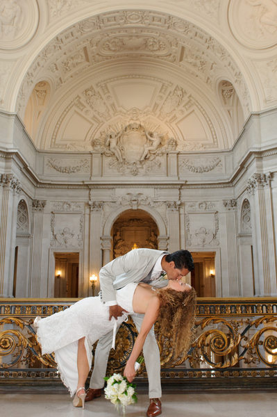 Wedding Photographer San Francisco City Hall - Deep Dance Dip Image