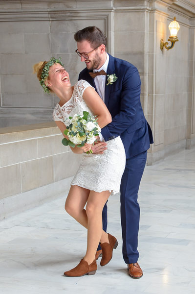 Fun and Candid City Hall Wedding Photography on the 4th floor North Gallery