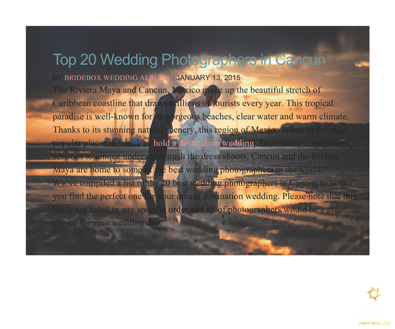 Top 20 wedding photographer Cancun