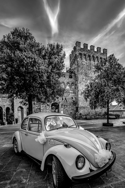 wedding vintage car il Maggiolino 