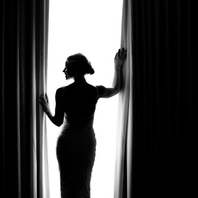Dramatic Bridal Portrait in Black and White