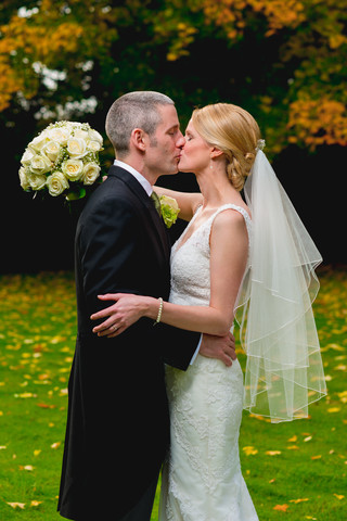 Ivory wedding dress cheap and white groom shirt