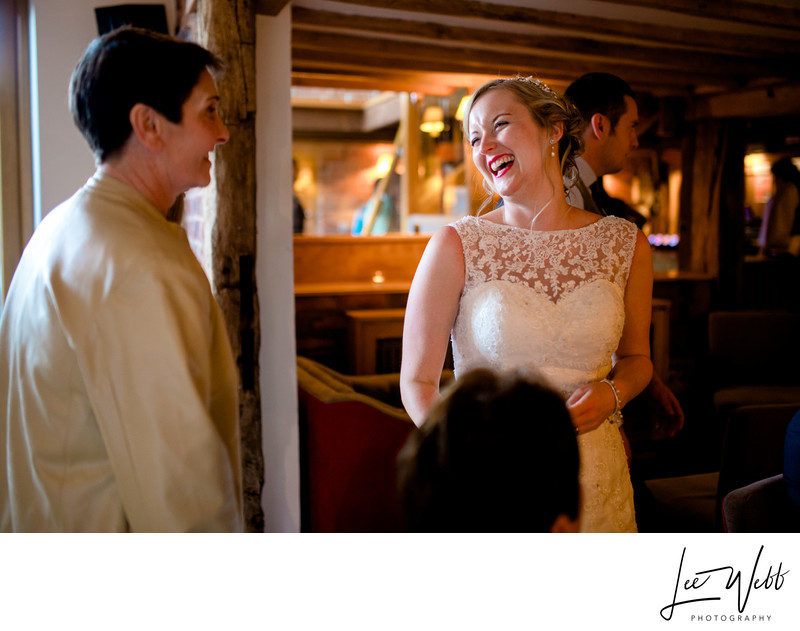 Bride Laughing Curradine Barns Wedding Photography