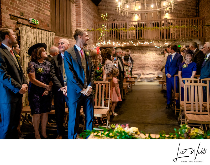 Groom Waiting Curradine Barns Wedding Venue Worcester