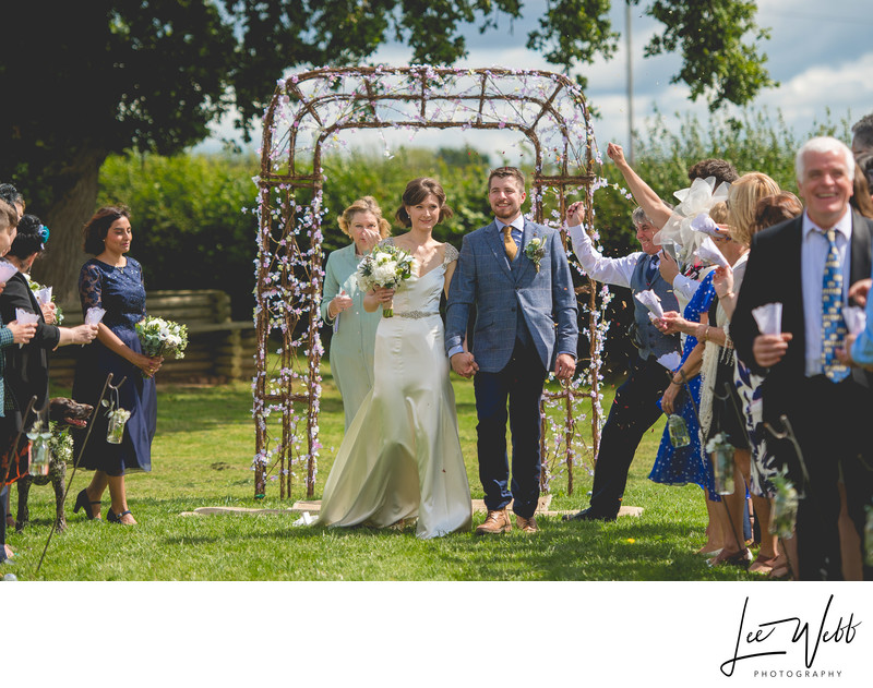 Confetti Throwing Rock Village Hall Wedding