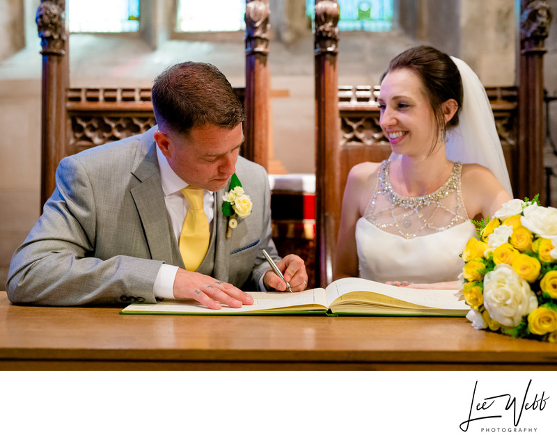Signing Register Claines Church Wedding Worcester