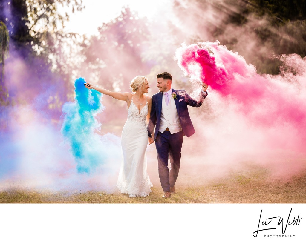 Smoke bombs for wedding photography