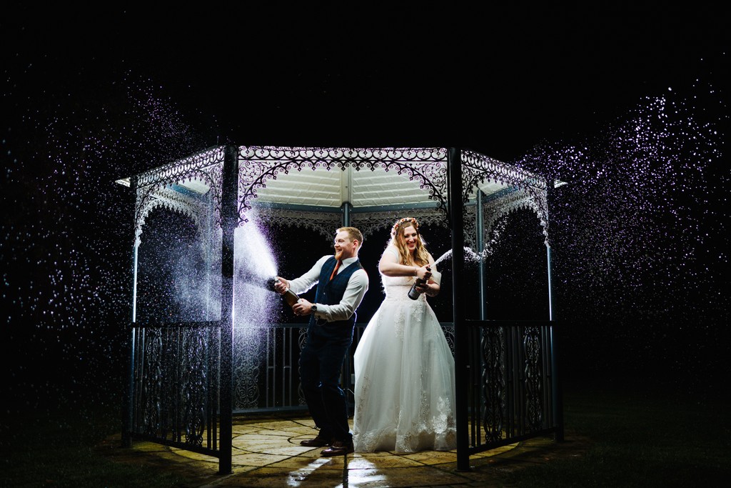 Champagne Spray wedding photos