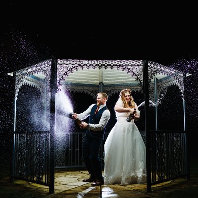 Champagne Spray wedding photos