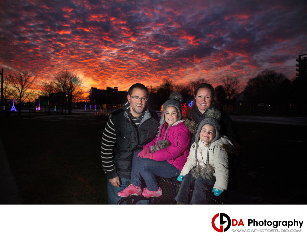 Sunset at Family Portrait at Burlington Waterfront
