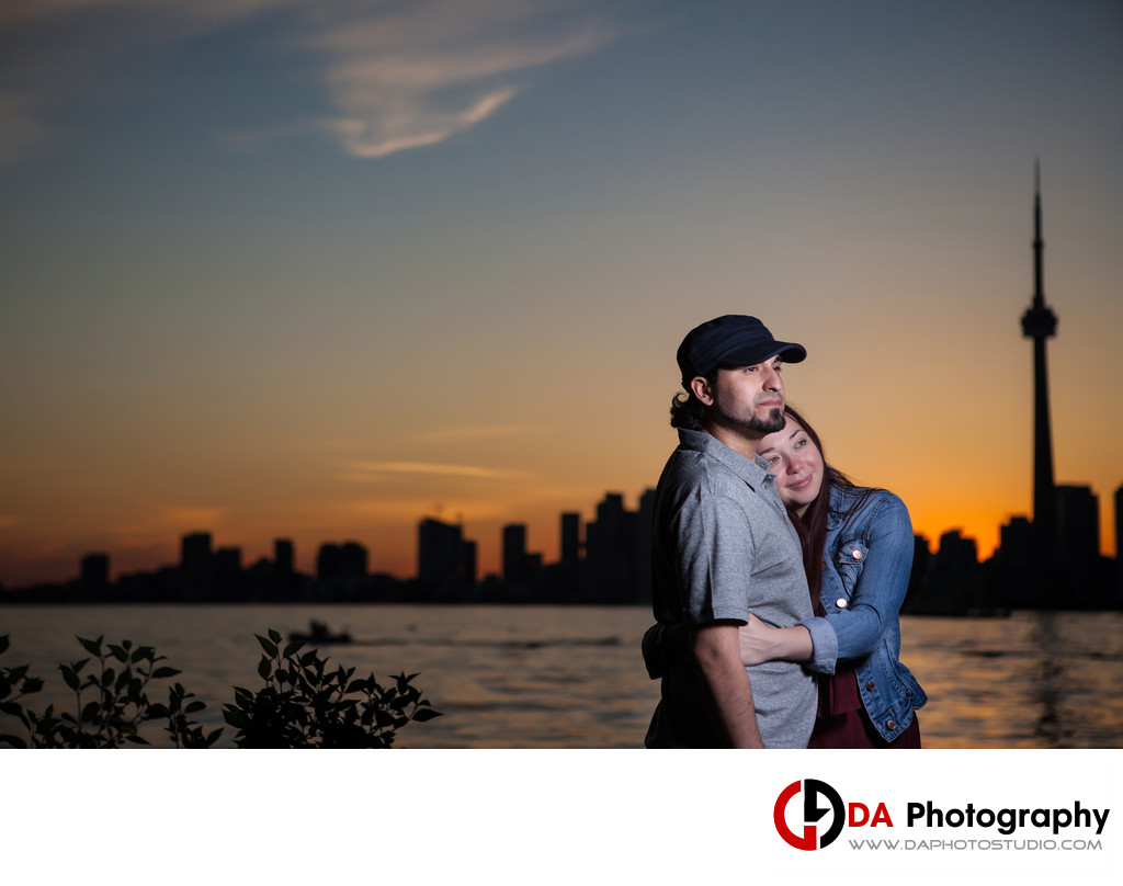 Engagement at Sunset with Toronto Skyline