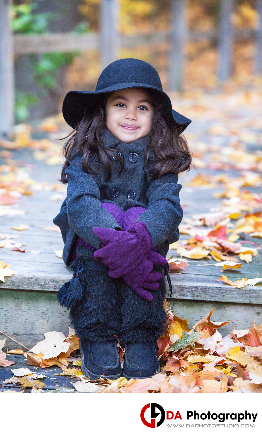 Little Girl Portrait in Fall at Heart Lake Conservation