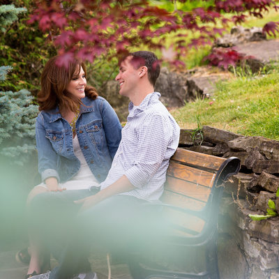 Groom & Bride to Be at Gairloch Gardens in Oakville