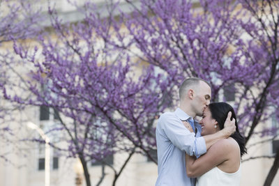 Downtown Indy Engagement Spring Flowers