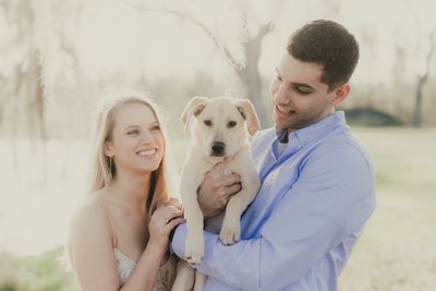 Dog at engagement session in Hartford, WI