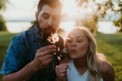 Fun, casual engagement photos in summertime, Hartford WI 